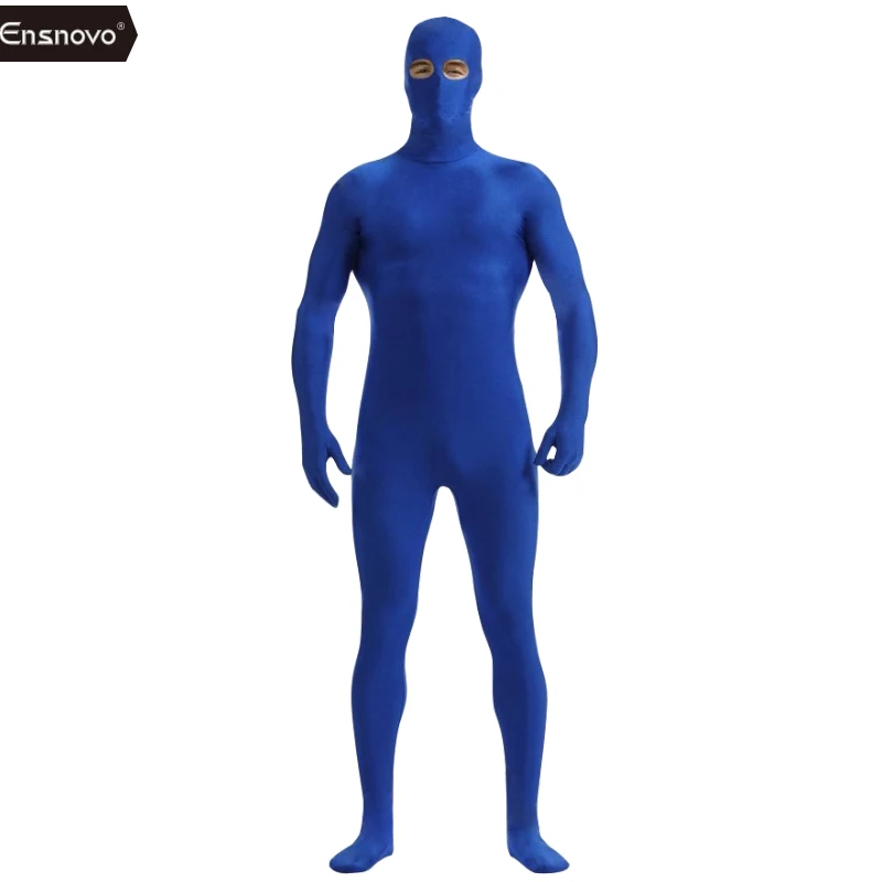 Ensnovo Adult Black Open Eyes Nylon Zentai Second Skin Tight Suits Full Body Halloween Cosplay Costumes Spandex
