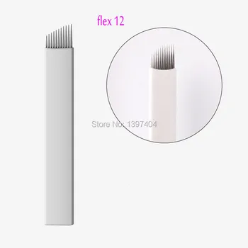 

FREE SHIPPING 50PCS MICROBLADING PERMANENT MAKE UP MANUAL EYEBROW TATTOO CURVED BLADES NEEDLES WHITE 12 BLADES
