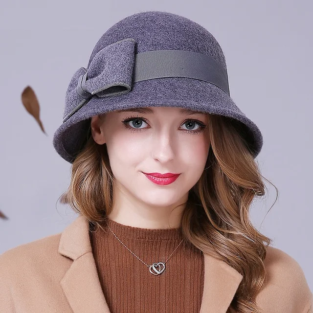 Ladies Woolen Woolen Hats Female Wool Fedoras Cap Students Retro