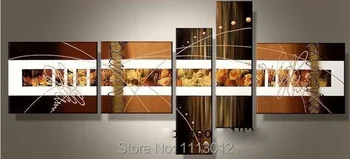 

Hand Painted Modern Abstract Home Wall Decoration Art Canvas Oil Paintings For Dining Room 5 Panel Picture For Living Room Sale