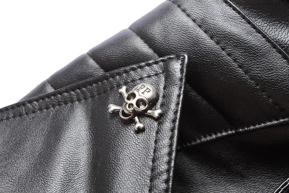 Пособия по немецкому языку дизайнер череп заклепками в стиле панк-рок черные кожаные байкерские Мото-куртки Для мужчин плюс Размеры 4XL 5XL Xnxee