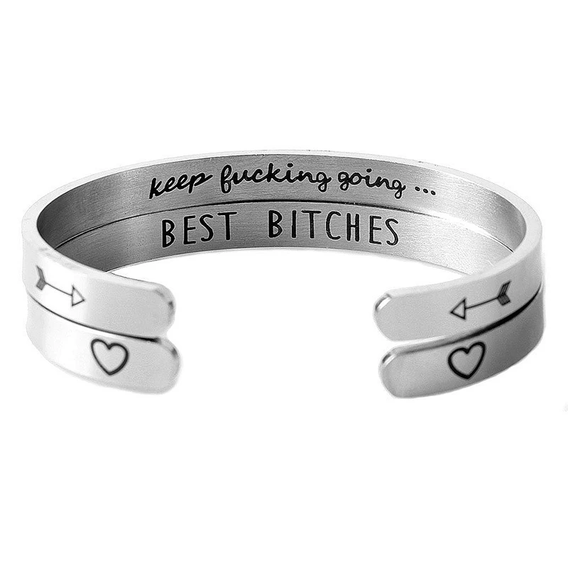 

2019 New Inspirational Keep Going Cuff Bracelets Bangles Titanium Steel Motivational Friend Encouragement Jewelry For Women Men
