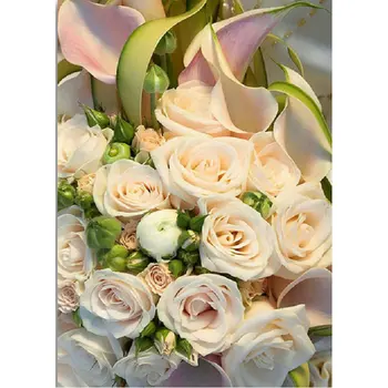 

5D DIY Diamond Painting Cross Stitch white rose flower full Diamond Embroidery pattern Square Diamond Mosaic Pictures Needlework