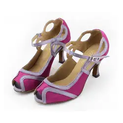 Женские бальные Туфли для латинских танцев Высокий Каблук 7,5 см/10 см фиолетовый Белый сатин Salsa сандалии женский Танго Обувь для танцев