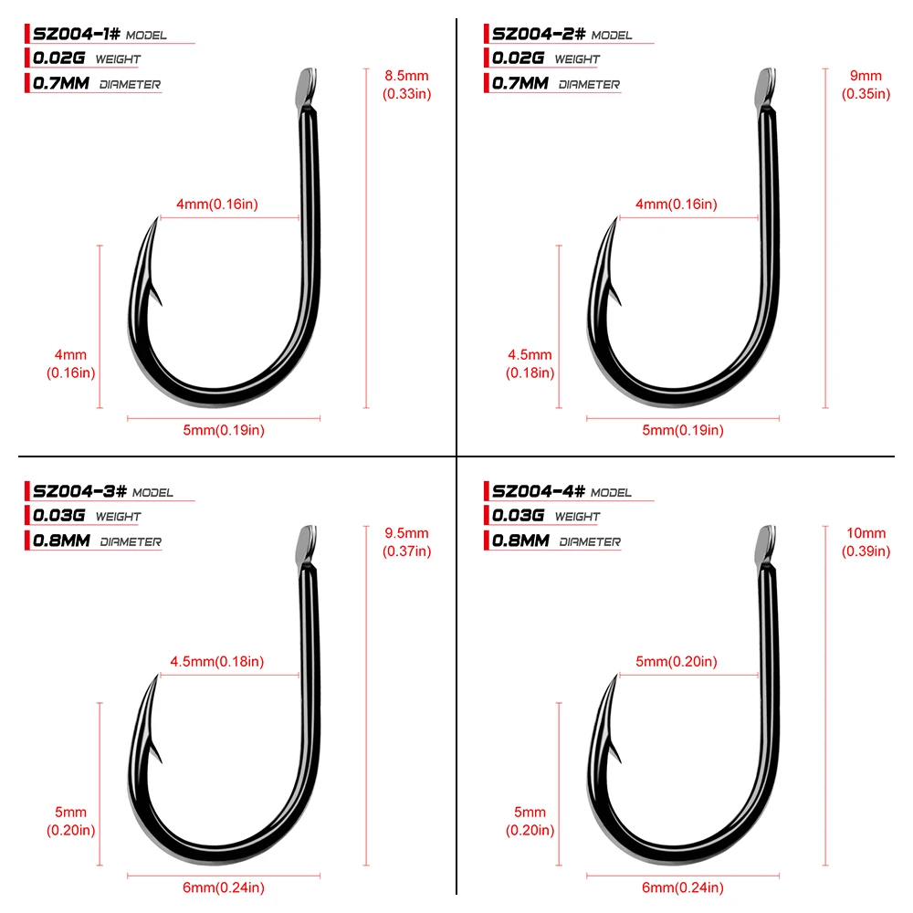 200pcs 1#-15# Single Fishing Hook Iseama Fishhook High Qulity Barbed Worm Hook Carp Fishing Gear Black Carbon Steel
