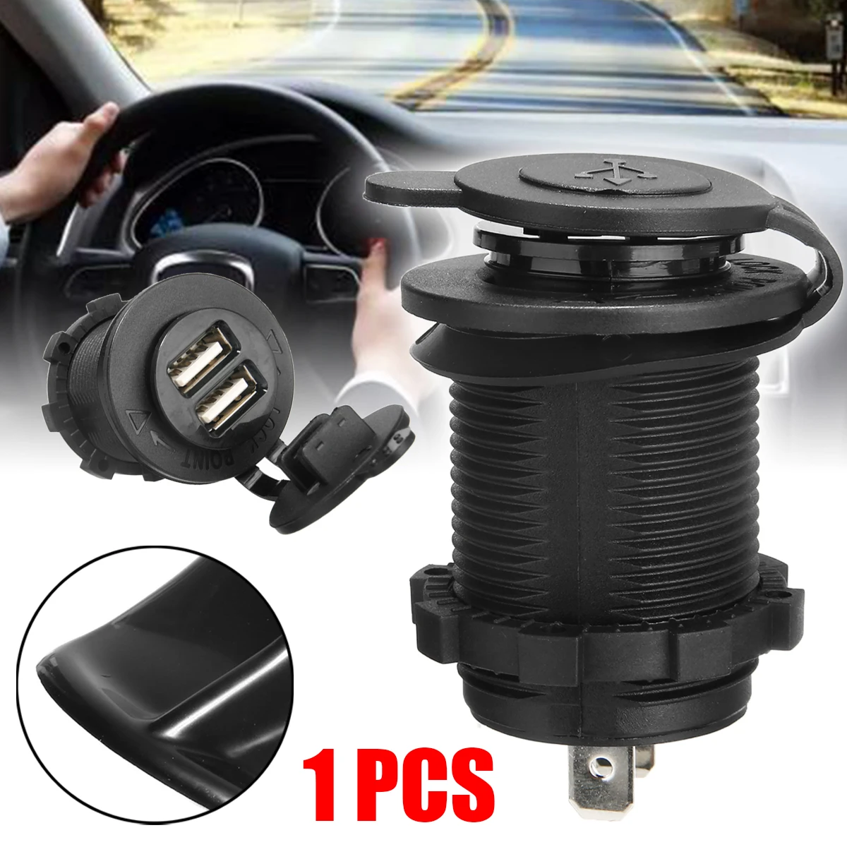 DC 12-24V Car Cigarette Lighter Socket Dual 2 USB Ports Power Adapter Charger Outlet For Auto Truck Boat High Quality Plastic