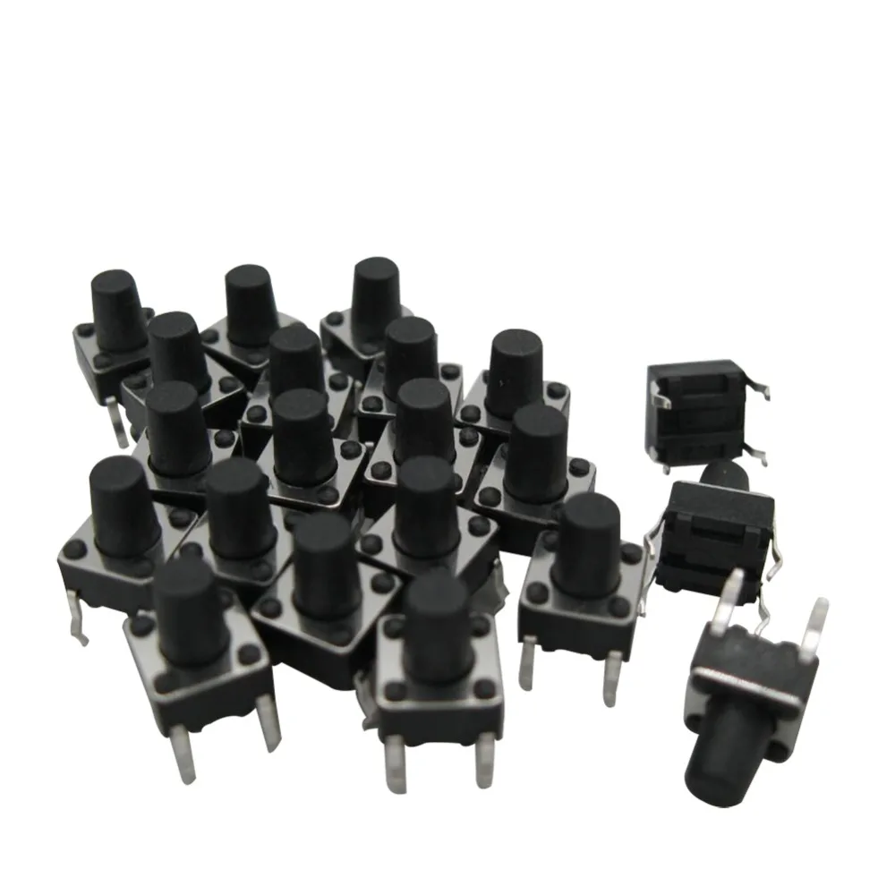 

100pcs 6*6*7mm Light touch switch DIP4 ON/OFF Tactile Push button Touch micro switch black keys button 4pin 6x6x7 tact switch