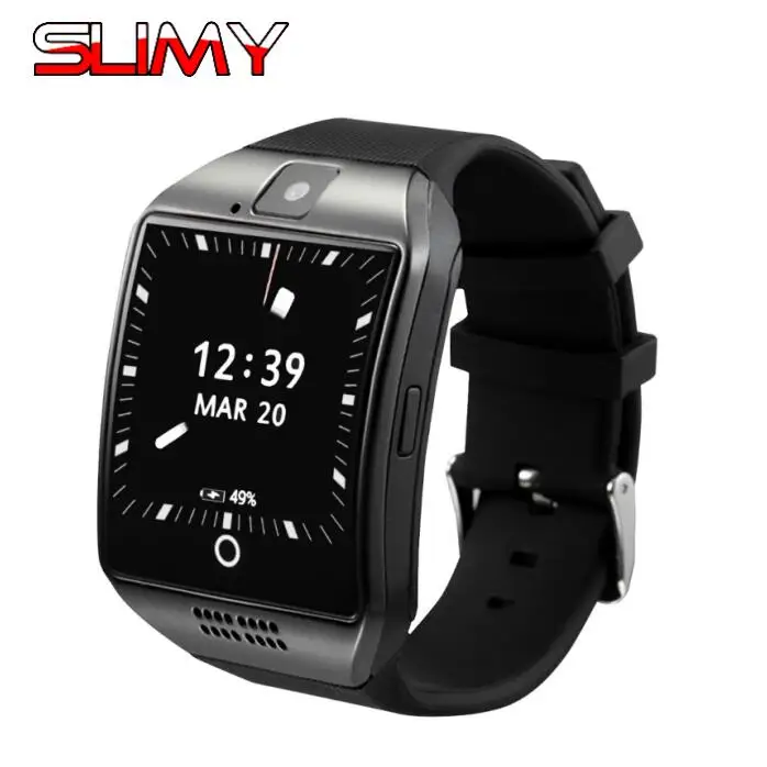 Умные часы Slimy Q18 Plus Android 4,4 MTK6572 4G rom 512 ram Smartwatch 3g SIM Камера с Wi-Fi и GPS Relogio Inteligente PK DM98 - Color: Black