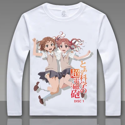 Модная футболка Toaru Kagaku no Railgun Misaka Mikoto для косплея, футболка с длинным рукавом, аниме топы футболки для мужчин и женщин, футболка L004 - Цвет: 4