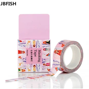 

JBFISH 15 Mm*10m Diy Girl With Wisteria Fly Japanese Paper Decorative Adhesive School Supplies Masking Washi Tape 3030