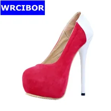 Plus Size 34-47 Women Shoes Pumps Faux Suede platform pointed toe High heels Lady fashion Sexy Thin Heels high-heeled Shoes