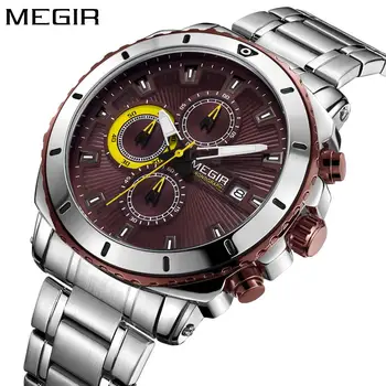 

Relojes Hombre 2018 New MEGIR Mens Watches Top Brand Luxury Full Steel Business Quartz Watch Men Military Sport Waterproof Clock