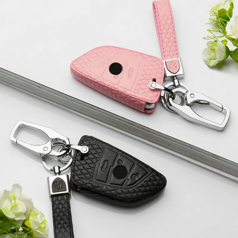 

Car Key Cases For BMW F30 F20 X1 X3 X5 X6 X7 F20 E34 E90 E60 E36 Smart-3/4button Genuine leather Key Cover Bag Fob Shell