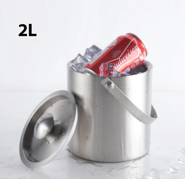 Stainless Steel Ice Bucket With Tongs-Silver Barware Great for parties, weddings, and dinner parties