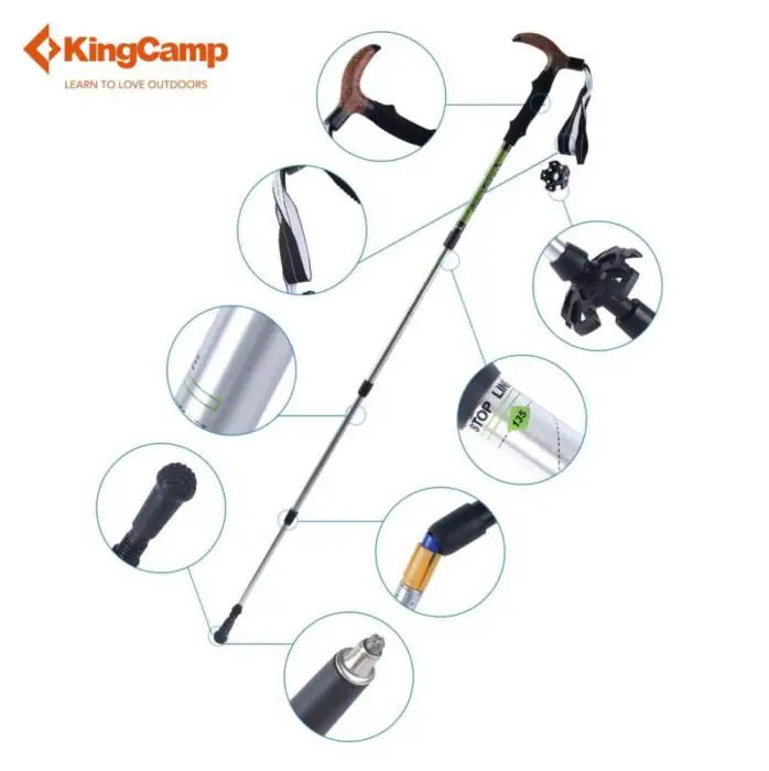 

KingCamp 2Pcs/lot crutch walking stick trekking poles nordic walking poles cane stick cane hiking poles telescopic stick T-hand