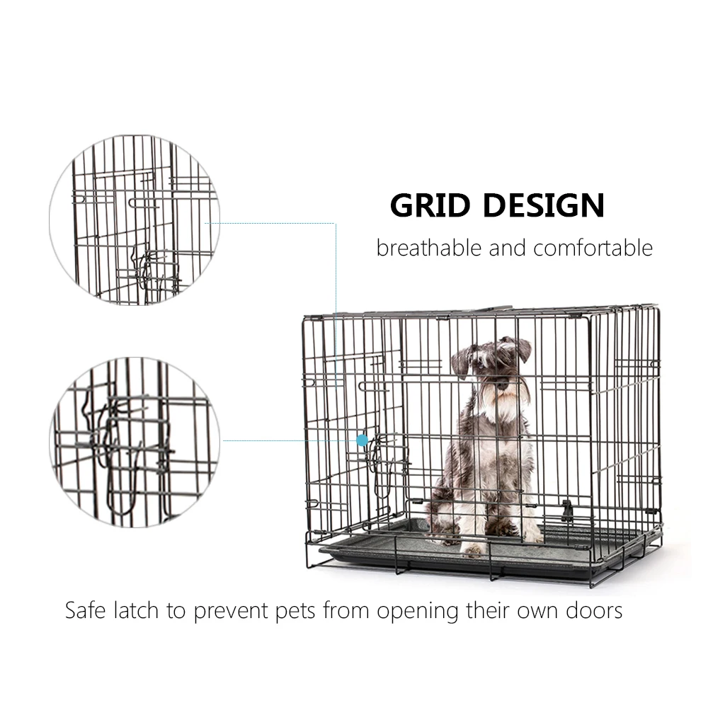 2" Клетка для собак, металлический ящик, двухдверный питомник для питомцев, складной, легко устанавливается, домик для собак, ограждение для детского Манежа, клетка с лотком