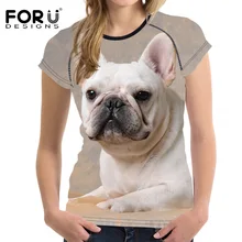Forudesigns/ г. пикантные Йога Топ бульдоги печатных Спортивная футболка для Для женщин быстросохнущая Фитнес Костюмы тренажерный зал сжатия Бег Футболки для девочек
