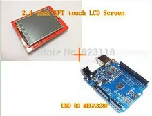 Free Shipping 1lot=2pcs UNO R3 MEGA328P For Arduino +2.4 Inch TFT Touch LCD Screen Module For Arduino UNO
