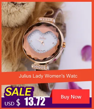 Julius Lady Women's Watch Japan Quartz Hours Fine Fashion Clock Bracelet Leather CZ Rhinestone Girl's Birthday Gift Box 660