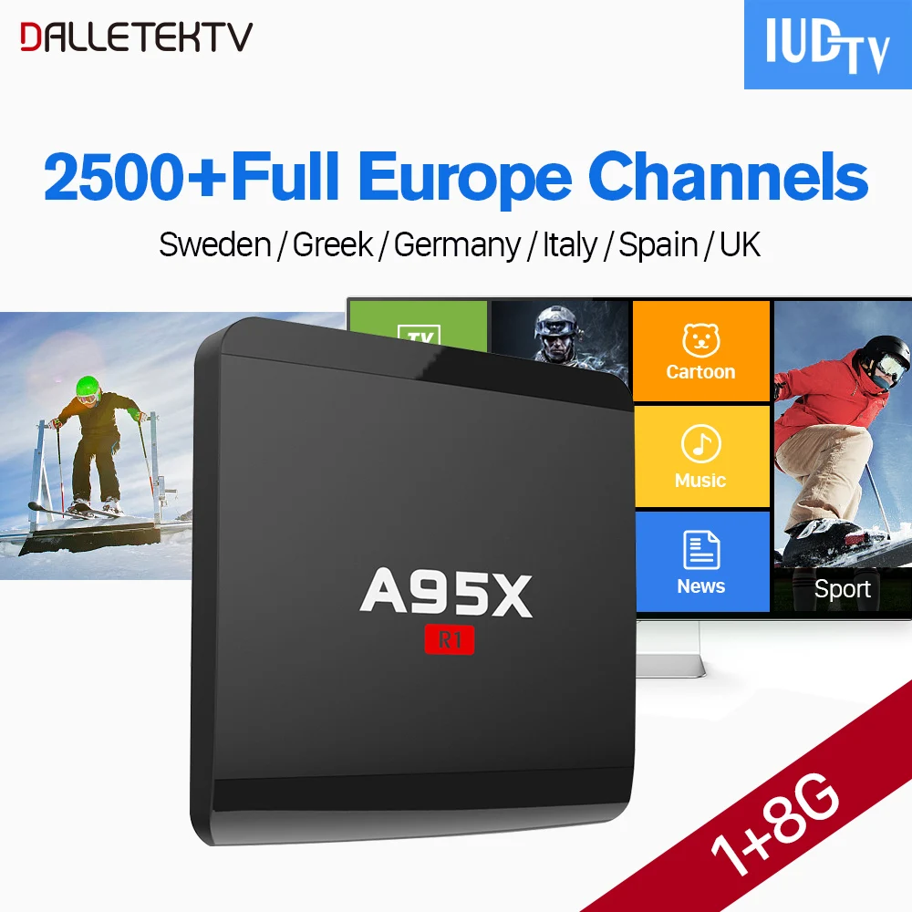 

IPTV Code 1 Year Full European Channels IUDTV Subscription A95X R1 Android 7.1 Smart TV Box Europe Sweden UK Germany IPTV Box