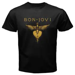 Новый BON JOVI * Greatest hips Логотип рок-группы Мужская черная футболка Размер S до 2XL брендовая Хлопковая мужская одежда мужская облегающая