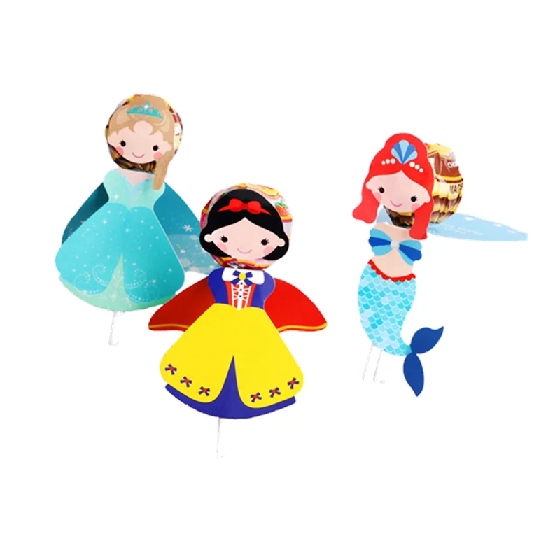 54Pc/lot Princess Snow White Mermaid Cartoon Candy Lollipop Decor Card for Kids Birthday Party Supplies Candy Gift Accessories,Q