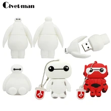 Полная емкость Флешка в форме героя мультика Big Hero 6 BAYMAX USB флэш-накопитель 4 ГБ 8 ГБ 16 ГБ 32 ГБ 64 ГБ мини-милый накопитель памяти USB диск U