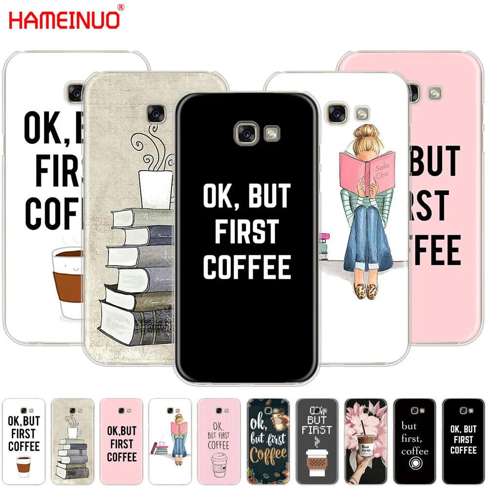 HAMEINUO Ok But First Coffee Чехол-книжка для мобильного телефона Samsung Galaxy A3 A310 A5 A510 A7 A8 A9 2016 2017