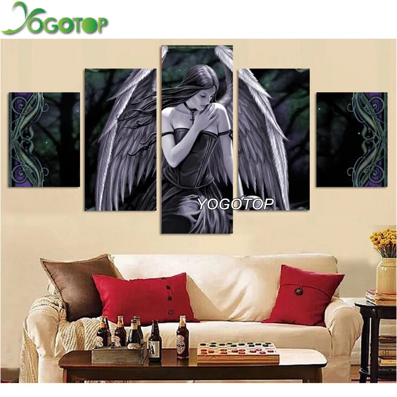 

YOGOTOP Diamond Painting Cross Stitch 5D Crafts Needlework Diy Handmade Kit Diamond Embroidery Angel Girl Skull 5pcs/set ML021