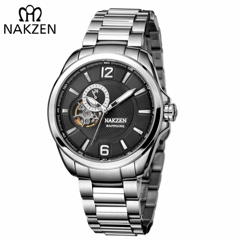NAKZEN Automatic Mechanical Watch Men's Luxury Brand Tungsten Steel