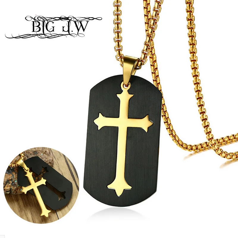 

BIG J.W Cross Necklace For Men Women Silver Color Removable Crucifix Pendant Male Eternal Church Religion Necklace Jewelry