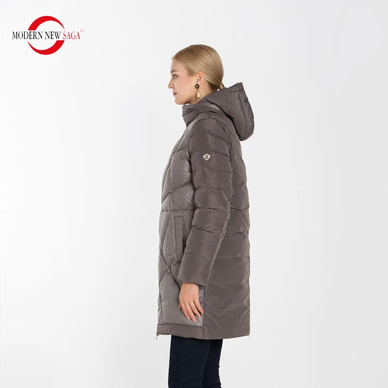 MODERN NEW SAGA 2019 New Winter Warm Parkas Thick Cotton Padded Overcoat Womens Female Long Style Jacket Fashion Hooded Coats