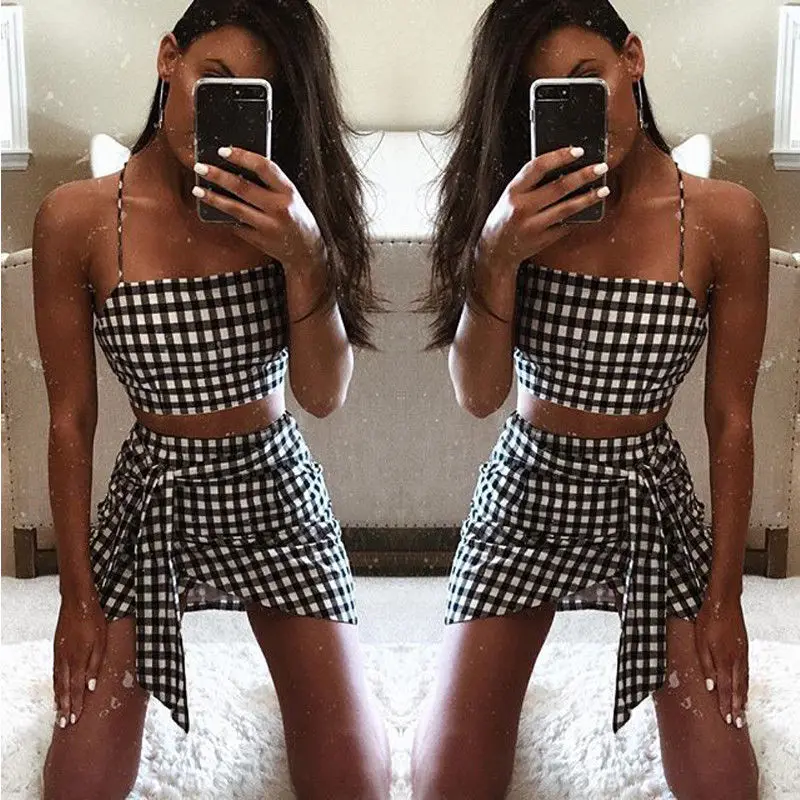 bodycon crop top and skirt set