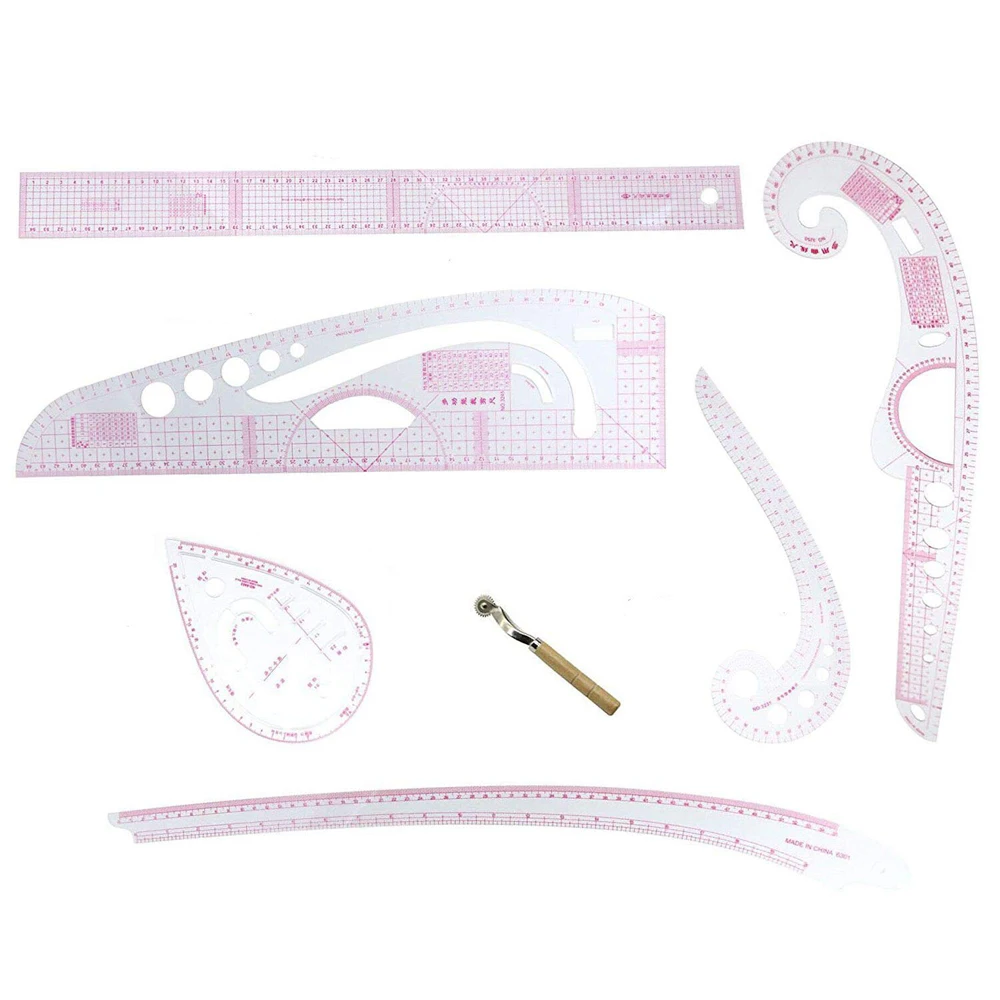 

7pcs Plastic French Curve Sewing Ruler Metric Measure Tailor Ruler For Clothing Dress Making Bend Ruler Sewing Tools