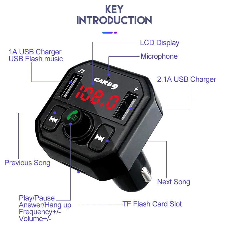 E4891 B9 Bluetooth Car FM modulator (10)