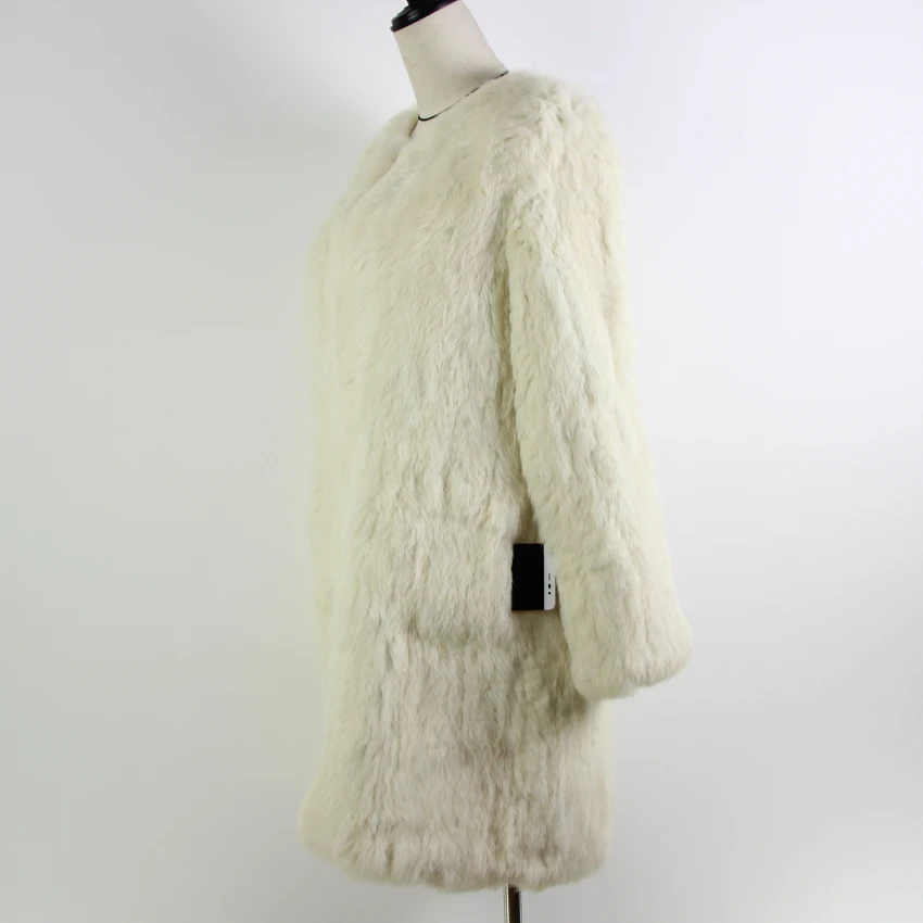 Knitted Real Fur Coat For Women 2018 Winter Loose Russia Womens Rabbit Natural Fur Jackets Fashion Genuine Fur With long Sleeve