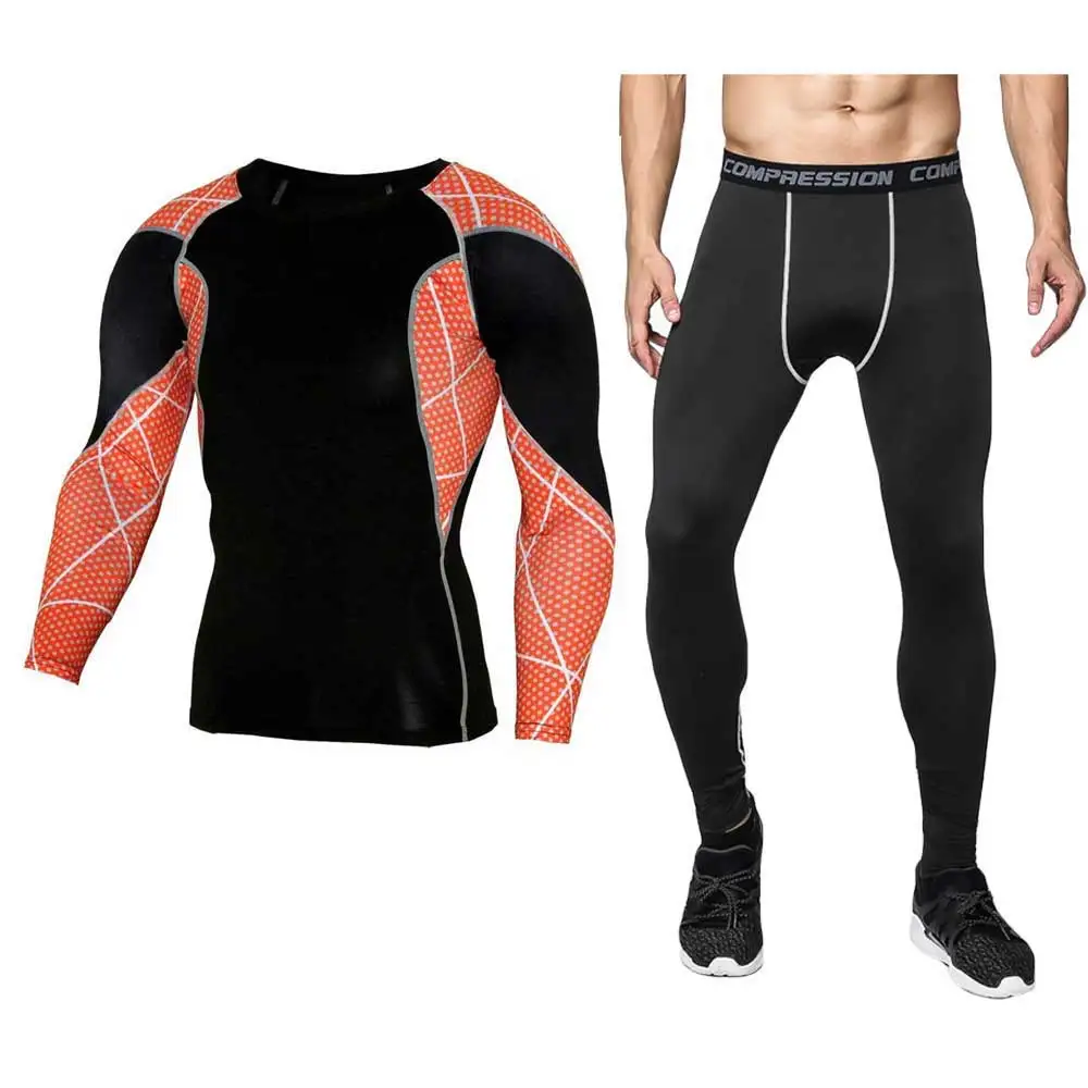 Мужчины Pro компрессионное белье наборы фитнес зима быстросохнущие Gymming мужчины весна осень спортивные Леггинсы для бега тренировки утеплённые длинные кальсоны