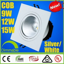 Затемнения удара 9 Вт 12 Вт 15 Вт светодиодный светильники CRI> 88 серебристо-белый квадратный основа с изменяемым углом Светильник встраиваемые потолка вниз огней лампы SAA