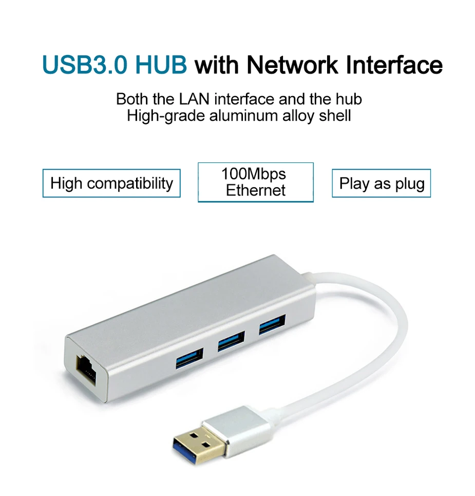 KuWFi USB3.0 концентратора Gigabit Ethernet сетевой адаптер + 3 Порты и разъёмы концентратор USB 3,0 RJ45 10/100/1000 м сетевой карты для Macbook Windows 10