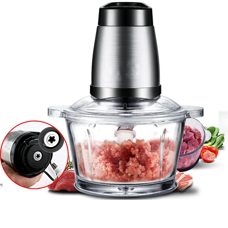 

2L Automatic Powerful Electric Meat Grinder Multifunctional Food Processor Electric Chopper Meat Slicer Cutter Blender