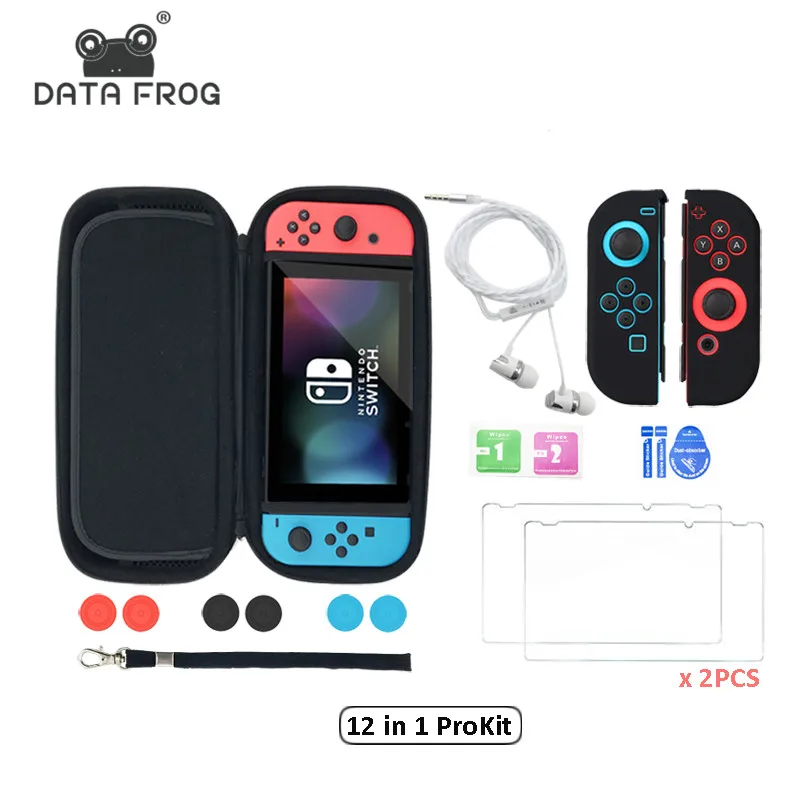 12 in 1 HD Tempered Glass Screen Protector for Nintend Switch Carry Case Cover For NS