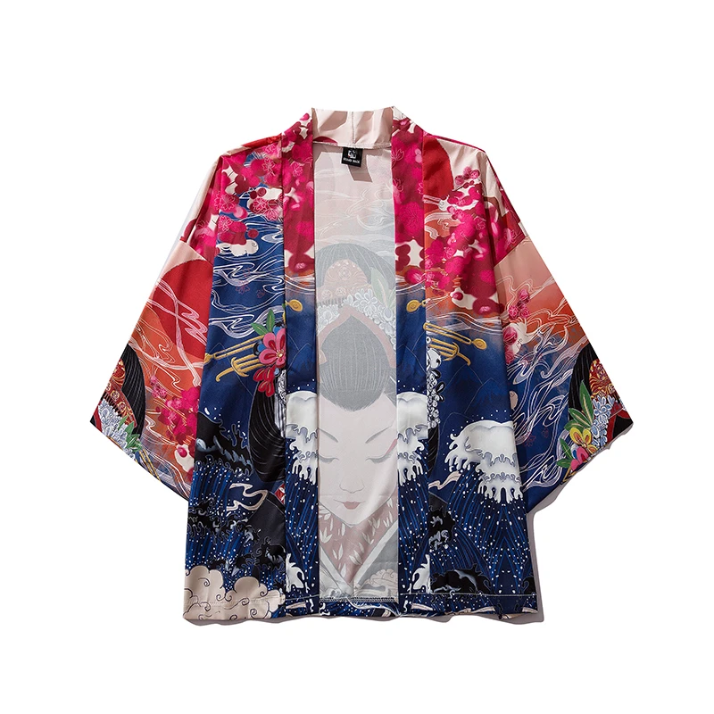 Bebovizi Brand 2019 Man Casual Clothes Japan Style Thin Kimono Men Japanese Summer Streetwear Ukiyo E Print Robe Jacket