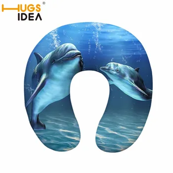 

HUGSIDEA Dolphin Soft U Shaped Memory Foam Travel Neck Pillow for Office Flight Traveling Poly Cotton Pillows Head Rest Cushion
