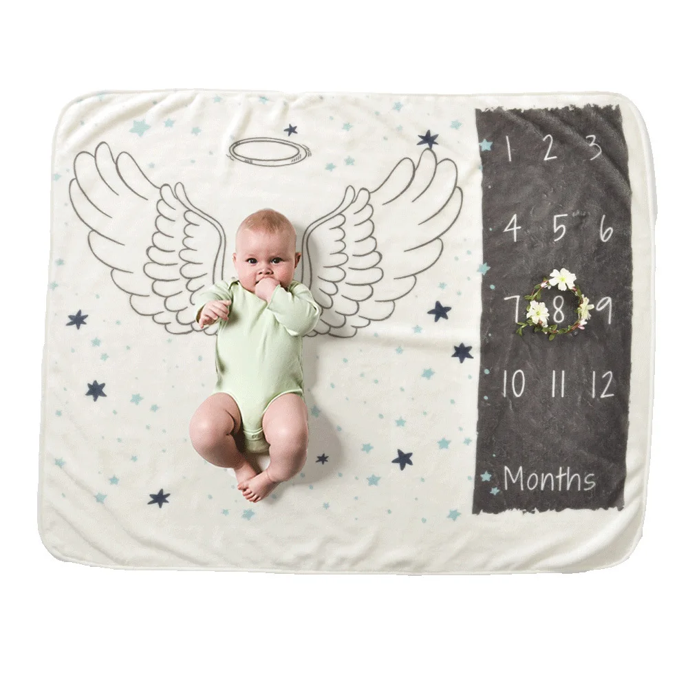 

Baby Monthly Blanket Newborn Baby Milestone Blanket Infant Kids Photography Props Blanket Swaddling Wrap Photoshoot 70*102cm