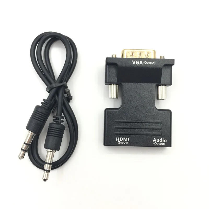 Black 1080P HDMI к VGA адаптер папа к женскому цифро-аналоговые аудио и видео конвертер кабель для ПК ноутбук ТВ коробка проектор - Цвет: Black