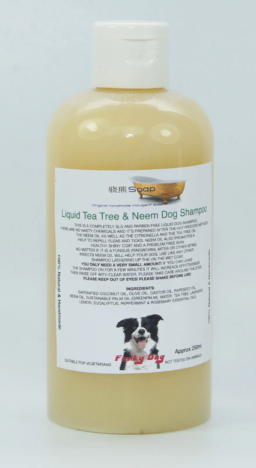 1 bottle liquid Tea Tree & Neem Oil Dog Shampoo 100 Natural Handmade