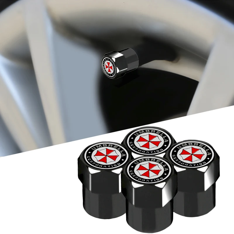 

Car styling 4pcs Car UMBRELLA CORPORATION Resident Evil Badge Wheel Tire Valve Cap Auto Tyre Dust Cap Motorcycle Accessories