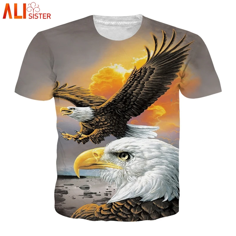 Alisister Animal Camiseta 3d águila León Lobo búho estampado verano Camisetas hombres mujeres talla grande Camiseta Homme Camiseta Dropship