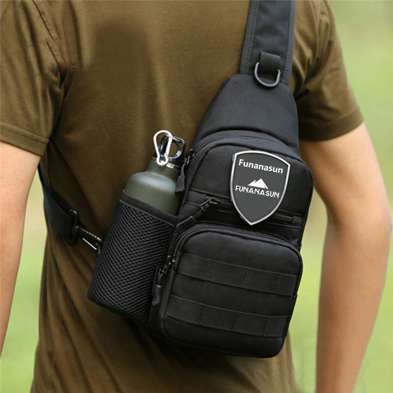 Tactical Shoulder Backpack Military Men's Crossbody Chest Bag Hiking Molle Sling Protable Bag With Bottle Mesh Holder