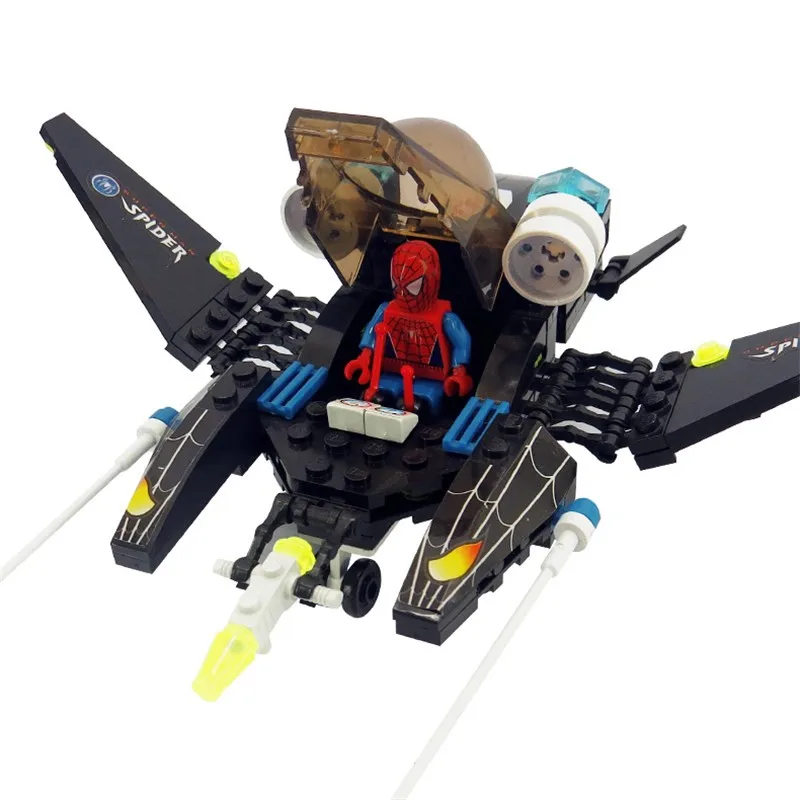 112 шт. супер герой Человек паук Самолет Legoings Строительные блоки Набор игрушек DIY